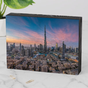 Monuments Dubai Cityscape Wooden Box Sign