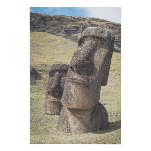 Monuments  Easter Island Chile Faux Canvas Print