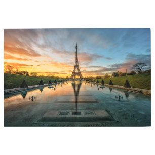 Monuments Eiffel Tower Sunrise Metal Print