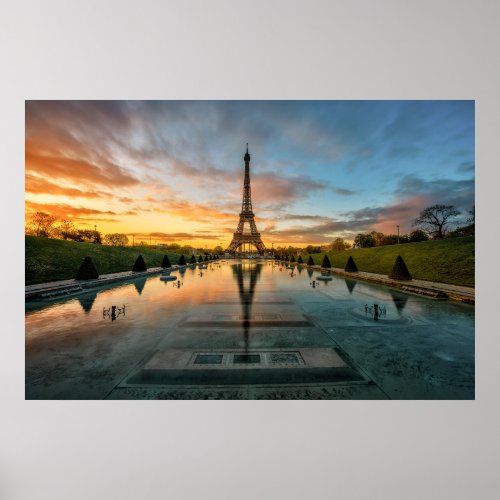 Monuments  Eiffel Tower Sunrise Poster