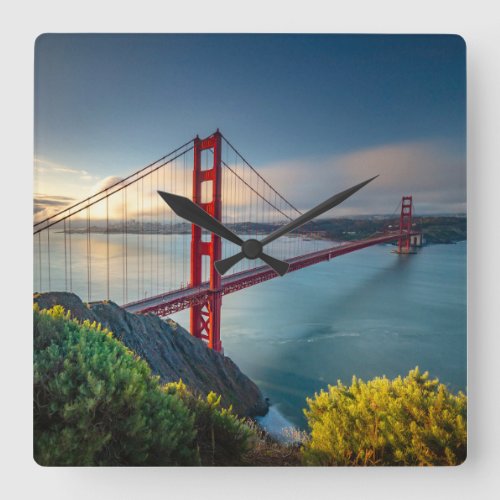 Monuments  Golden Gate San Francisco Square Wall Clock