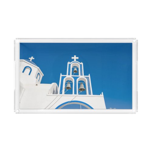Monuments  Greek Blue Dome Church Acrylic Tray