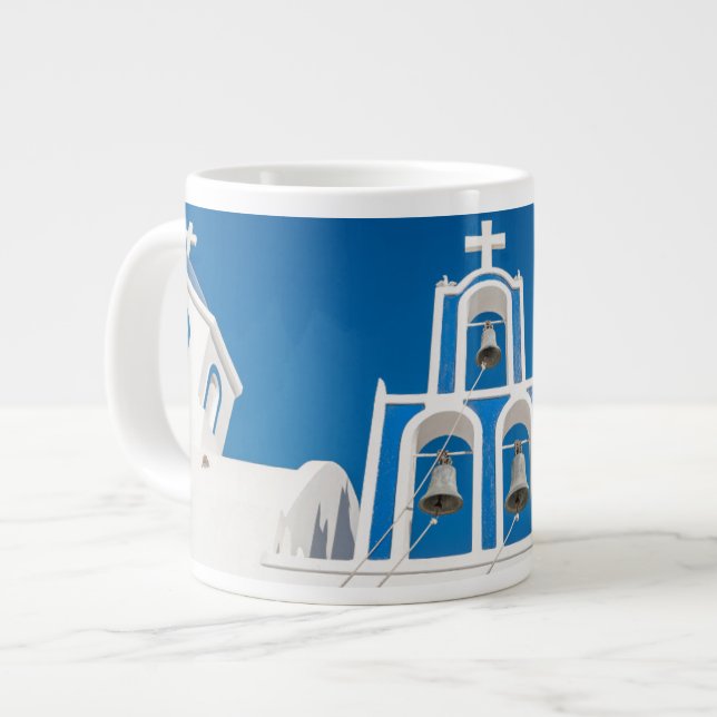 Monuments | Greek Blue Dome Church Giant Coffee Mug (Front Left)