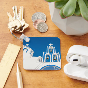 Monuments Greek Blue Dome Church Keychain