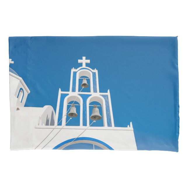 Monuments | Greek Blue Dome Church Pillow Case (Front)