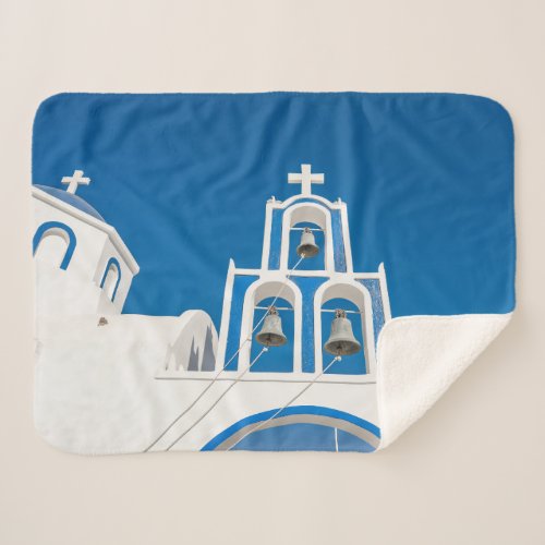 Monuments  Greek Blue Dome Church Sherpa Blanket