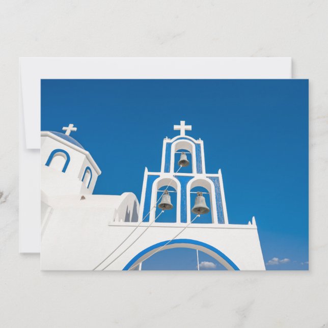 Monuments | Greek Blue Dome Church Thank You Card (Front)