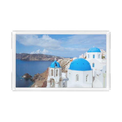 Monuments  Greek Blue Domed Churches Acrylic Tray