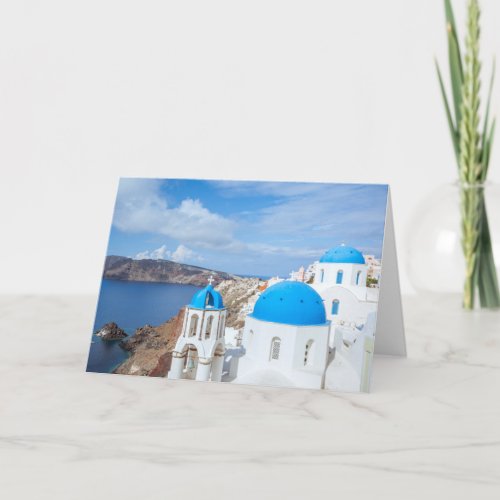 Monuments  Greek Blue Domed Churches Card