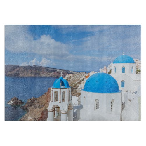 Monuments  Greek Blue Domed Churches Cutting Board