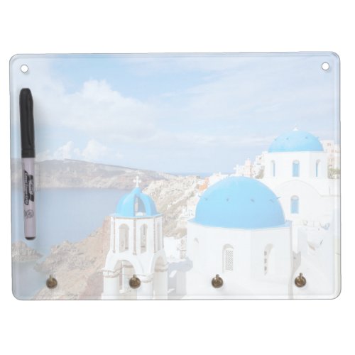 Monuments  Greek Blue Domed Churches Dry Erase Board With Keychain Holder