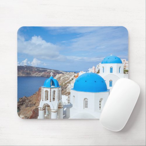 Monuments  Greek Blue Domed Churches Mouse Pad