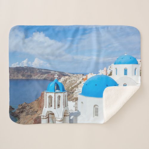 Monuments  Greek Blue Domed Churches Sherpa Blanket