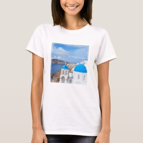 Monuments  Greek Blue Domed Churches T_Shirt