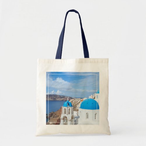Monuments  Greek Blue Domed Churches Tote Bag