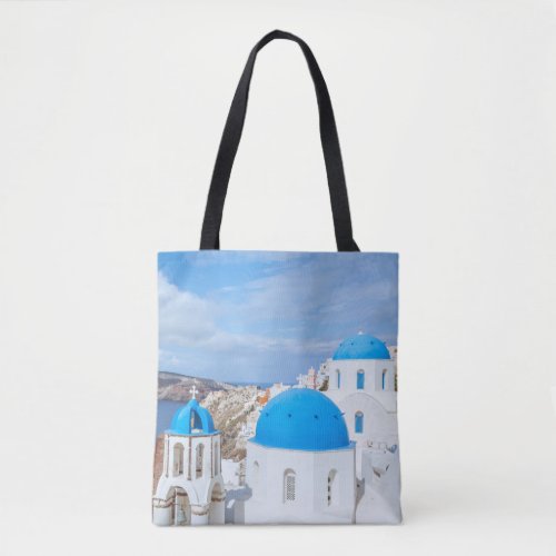 Monuments  Greek Blue Domed Churches Tote Bag