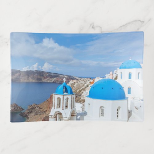 Monuments  Greek Blue Domed Churches Trinket Tray