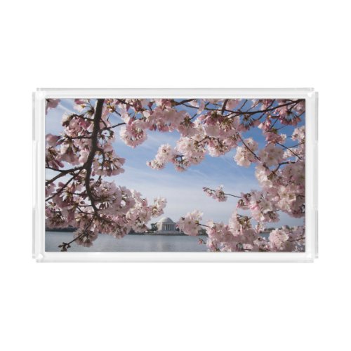 Monuments  Jefferson Memorial Cherry Blossoms Acrylic Tray
