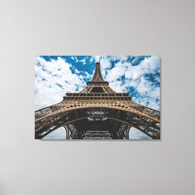 Monuments | Looking Up at the Eiffel Tower Canvas Print (Front)