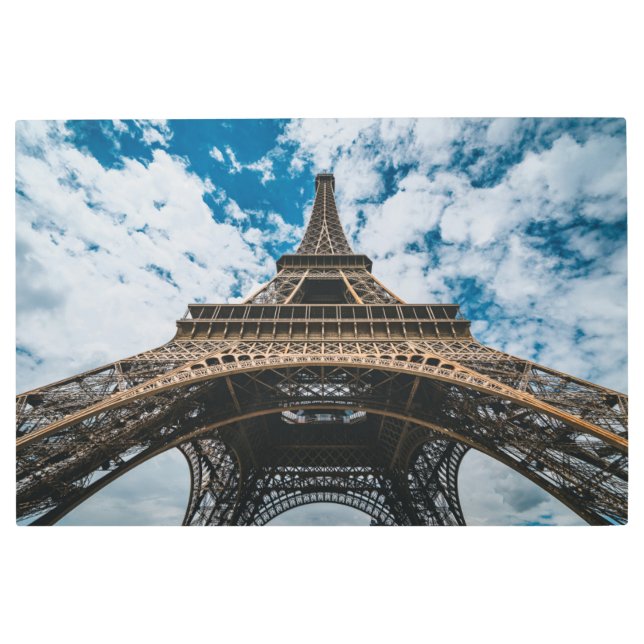 Monuments | Looking Up at the Eiffel Tower Metal Print (Front)