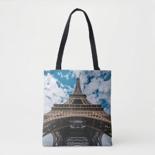Monuments Looking Up at the Eiffel Tower Tote Bag