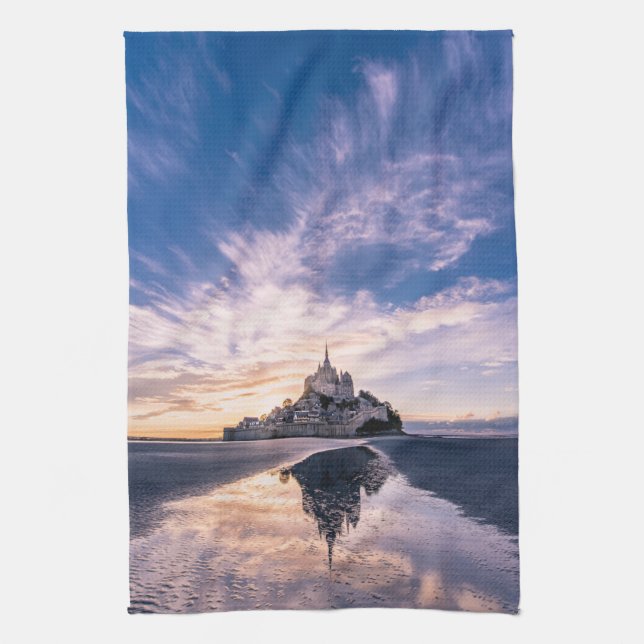 Monuments | Mont Saint-Michel, Normandy France Kitchen Towel (Vertical)