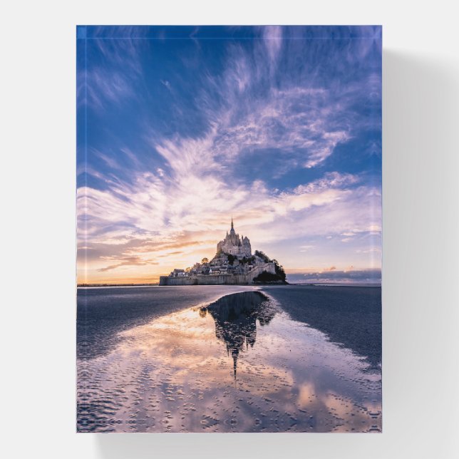 Monuments | Mont Saint-Michel, Normandy France Paperweight (Vertical)