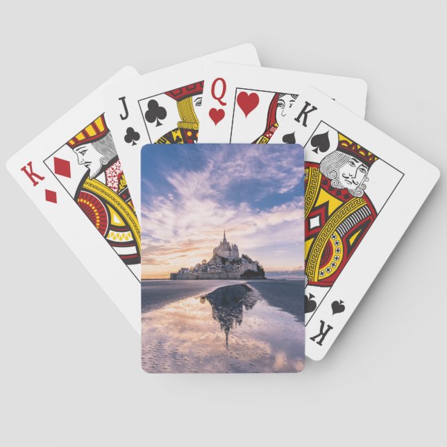 Monuments | Mont Saint-Michel, Normandy France Poker Cards (Back)