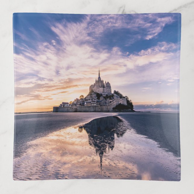 Monuments | Mont Saint-Michel, Normandy France Trinket Tray (Front)