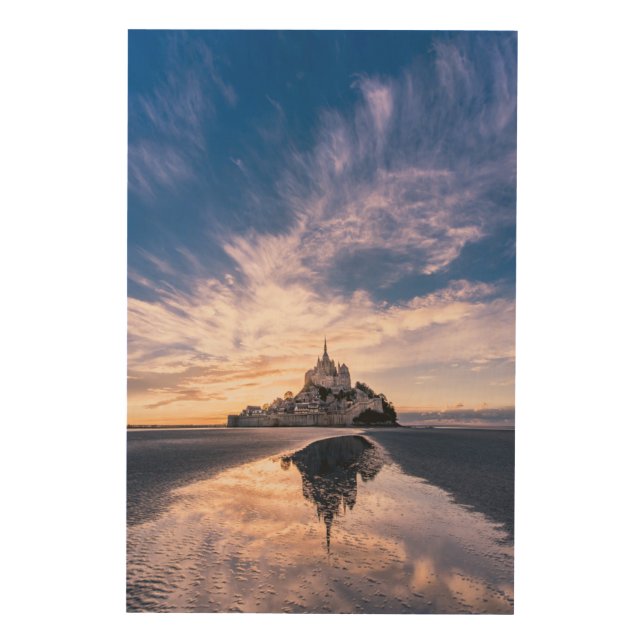 Monuments | Mont Saint-Michel, Normandy France Wood Wall Art (Front)
