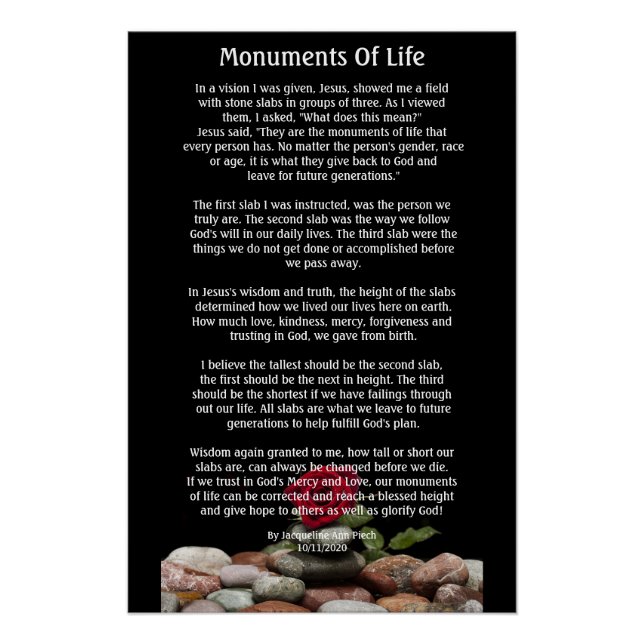 Monuments Of Life Poetry Poster (Front)