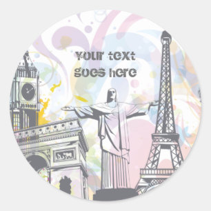 Monuments of the world classic round sticker