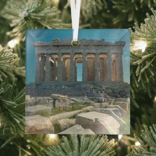 Monuments  Parthenon Athens Greece Glass Ornament