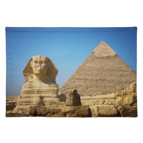 Monuments  Sphinx  Pyramid of Egypt Cloth Placemat