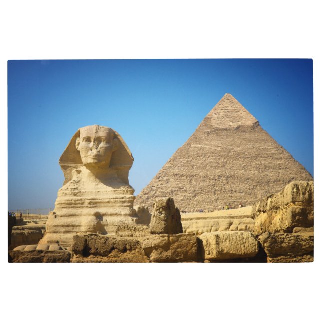 Monuments | Sphinx & Pyramid of Egypt Metal Print (Front)