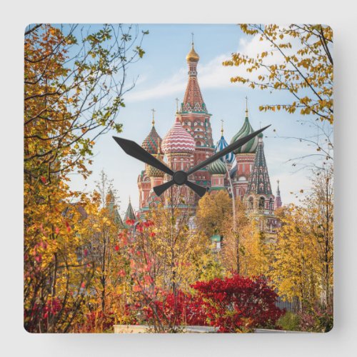 Monuments  St Basils Cathedral Moscow Square Wall Clock