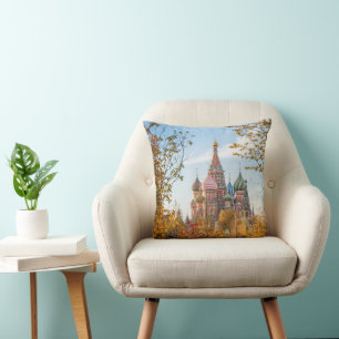 Monuments St. Basil's Cathedral Moscow Throw Pillow