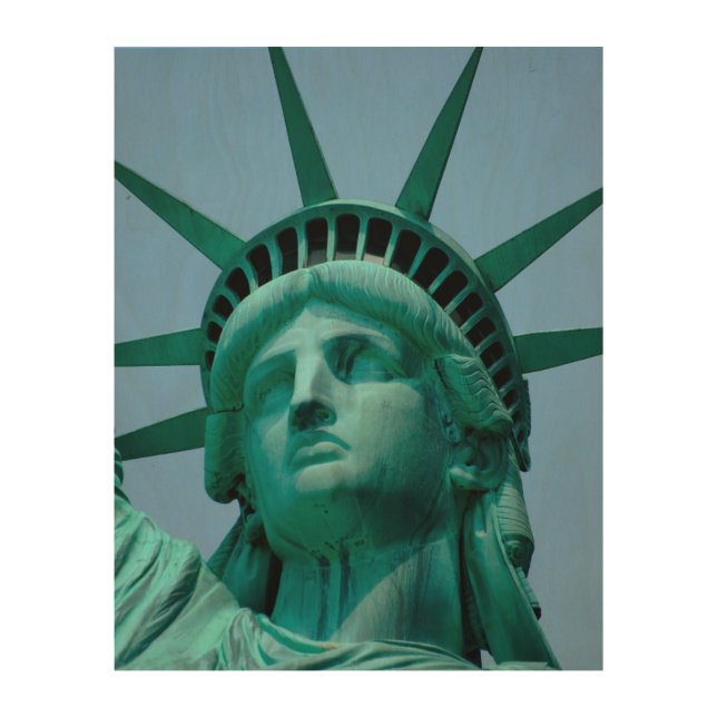 Monuments | Statue of Liberty Face Wood Wall Art (Front)