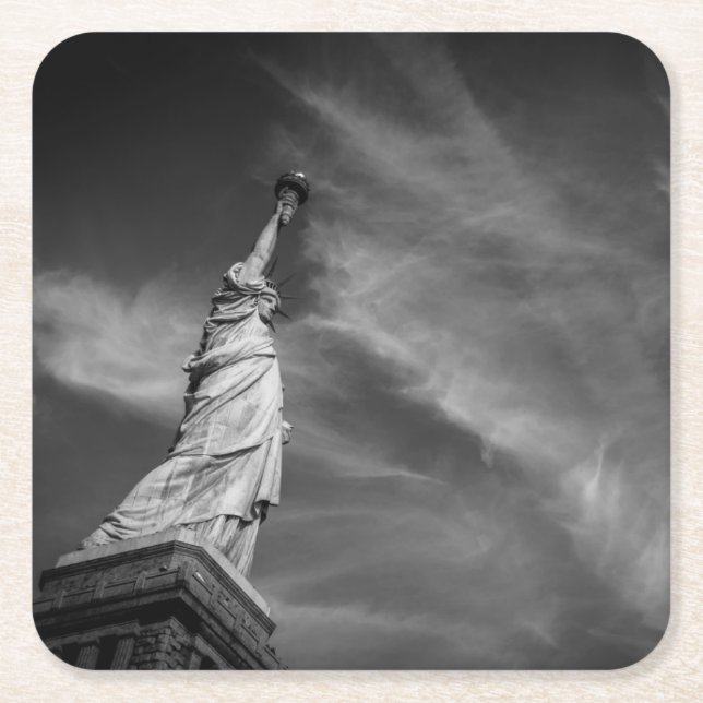 Monuments | Statue of Liberty Manhattan NYC Square Paper Coaster (Front)