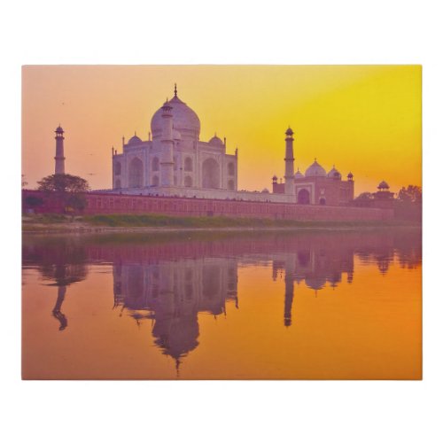 Monuments  Taj Mahal at Sunset Faux Canvas Print