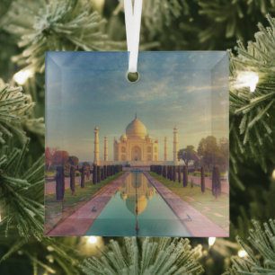 Monuments Taj Mahal Colors Glass Ornament