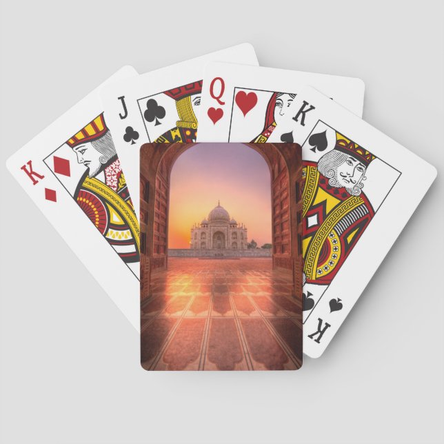 Monuments | Taj Mahal, India at Sunset Poker Cards (Back)