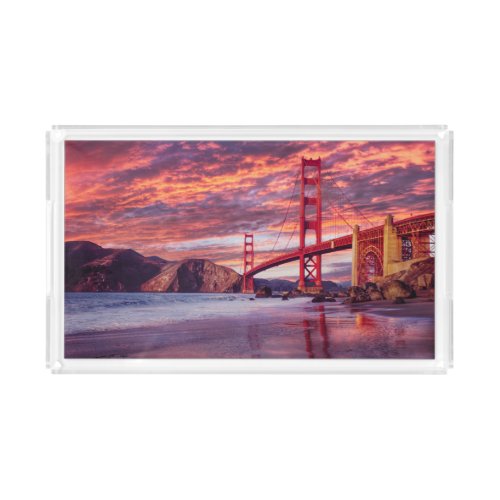Monuments  The Golden Gate San Francisco CA Acrylic Tray