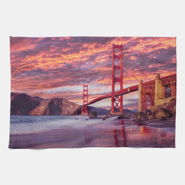 Monuments | The Golden Gate San Francisco, CA Kitchen Towel (Horizontal)