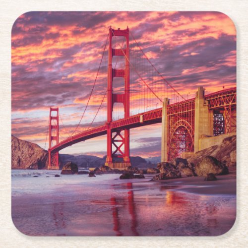 Monuments  The Golden Gate San Francisco CA Square Paper Coaster