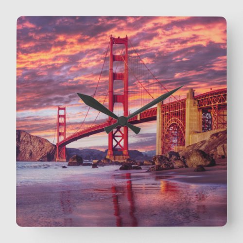 Monuments  The Golden Gate San Francisco CA Square Wall Clock