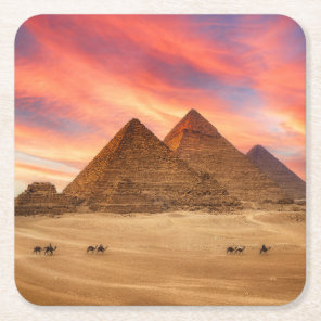 Monuments | The Great Pyramids Square Paper Coaster
