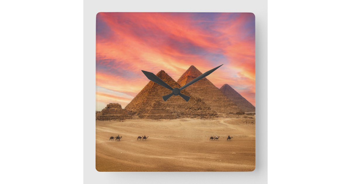 Monuments | The Great Pyramids Square Wall Clock | Zazzle