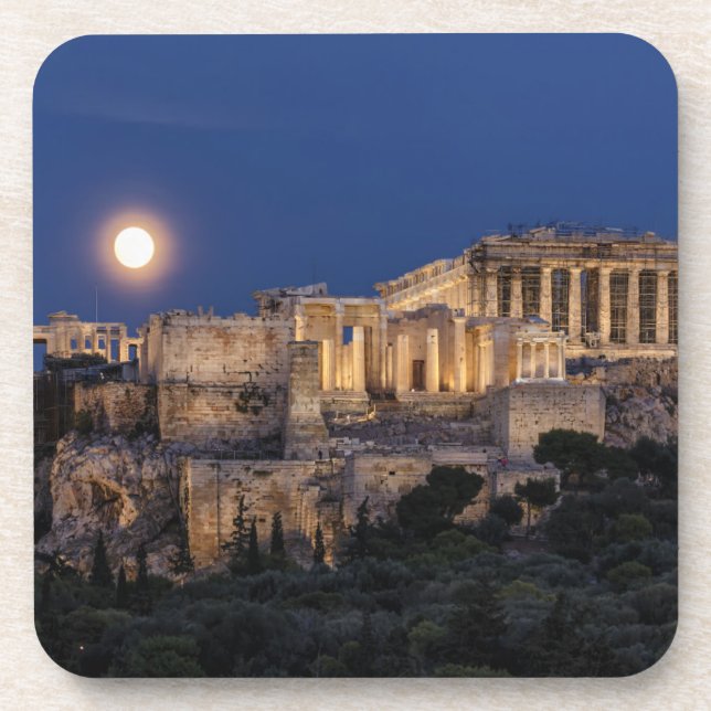 Monuments | The Parthenon Athens, Greece Beverage Coaster (Front)