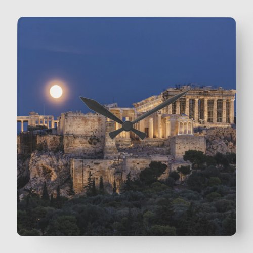 Monuments  The Parthenon Athens Greece Square Wall Clock